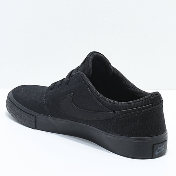 nike sb portmore ii all black canvas skate shoes